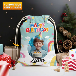 Happy Birthday Rainbow Bag Personalized Christmas String Bag