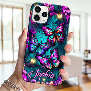 Butterfly - Custom Text - Personalized Phone Case, Gift For Family, Gift For Friend, Gift For Her