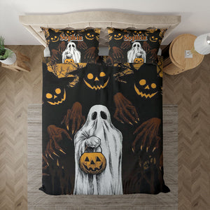 Ghostly Whispers Halloween - Custome Name - Personalized Bedding Set, Halloween Gift