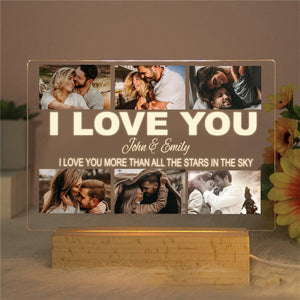 I Love You More Than All The Stars In The Sky, Custom Photo And Text, Personalized Acrylic LED Light