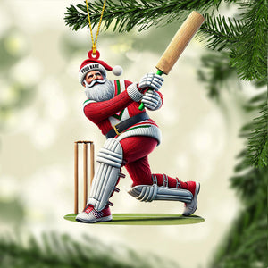 Cricket Ball Santa Pose Christmas Ornament, Personalized Ornament