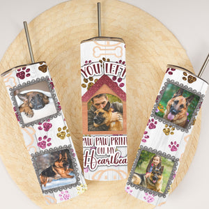 Custom Dog Photo Tumbler, You Left Paw Paw Prints Skinny Tumbler, Gift For Dog Lover