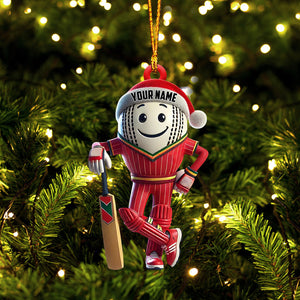 Cricket Ball Player Christmas Ornament, Personalized Ornament