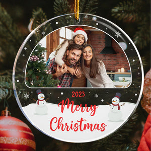 Merry Christmas Family Photo - Custom Photo, Personalized Acrylic Ornament - Gift For Christmas