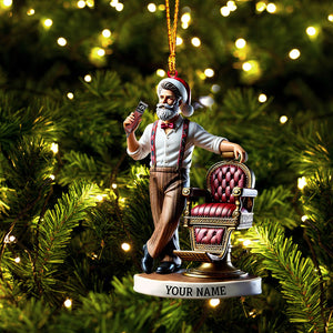 Santa Barber Christmas Ornament, Personalized Ornament