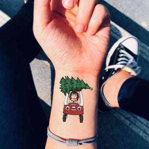 Christmas Tree On Car, Custom Photo And Text Temporary Tattoo, Personalized Tattoo, Fake Tattoo