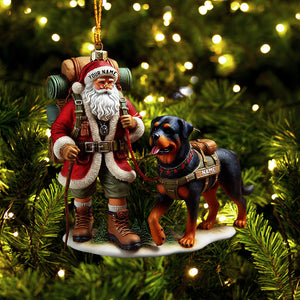 Climbing Santa And Dog Home Decor Christmas Ornament, Personalized Ornament