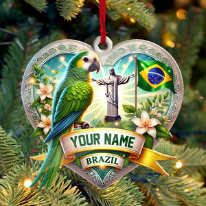 Custom Name Brazil Ornament, Christmas Gift for Brazil Lover