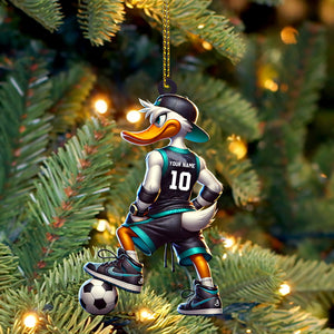 Football Duck Christmas Ornament, Personalized Ornament