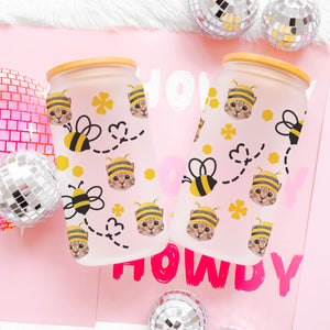 Cute Pets Wear Bee Hat - Custom Photo - Personalized Glass Bottle, Frosted Bottle - Gift For Pets Lovers