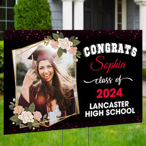 Congrats Custom Photo, Background And Texts - Personalized Lawn Sign, Yard Sign, Graduation Gift, College Graduation