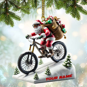 Santa Bike Ornament, Personalized Ornament