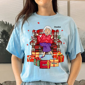 Grandma And Grandkids, Custom Appearance And Names - Personalized T-Shirt - Gift For Family