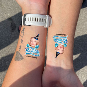 It's Birthday Tattoo, Custom Photo And Text Temporary Tattoo, Personalized Tattoo, Fake Tattoo