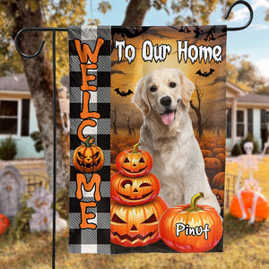 Happy Halloween Flag - Personalized Pet Photo And Name Flag - Gift For Pet Lovers, Halloween Gift