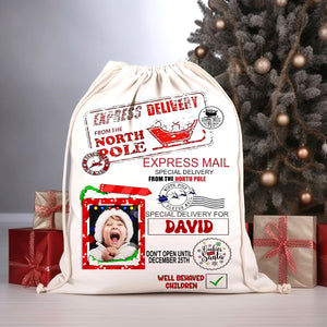 Express Deliver Special Gift - Custom Photo And Name, Personalized String Bag, Gift For Family, Christmas Gift