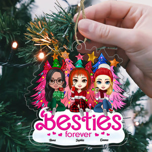 Christmas Besties Forever, Custom Appearances And Names - Personalized Acrylic Ornament