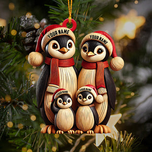 Penguin Family Christmas Ornament, Personalized Ornament