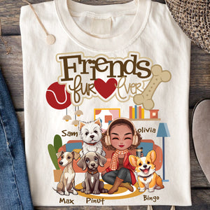 Firend Furever - Custom Appearance, Dogs And Names - Personalized T-Shirt - Gift For Pet Lover