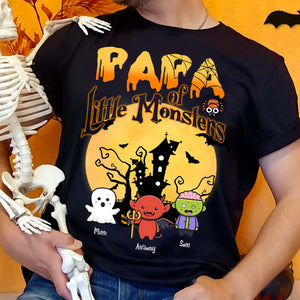 Papa Of Little Monsters  - Custom Characters And Names - Personalized T-Shirt - Gift For Family - Halloween Gift