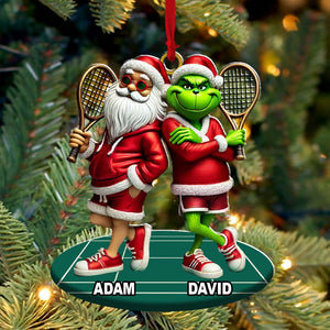 Santa And ELF Christmas Ornament, Personalized Ornament, Tennis Christmas Gift