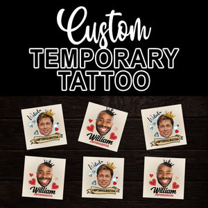 Custom Temporary Tattoo With Personalized Photo, Text Name And Hashtag, Fake Tattoo