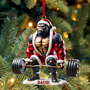 King Kong Weight Lifting Christmas Ornament, Personalized Ornament