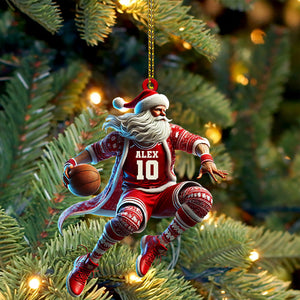 Custom Ornament, Basketball Santa Ornament, Christmas Decor