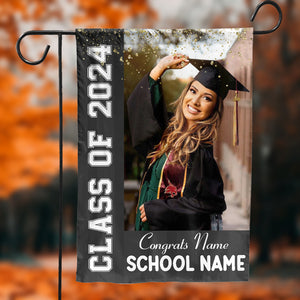 Congrats Class Of 2024 - Custom Photo And Texts Graduation Flag - Graduation Gift