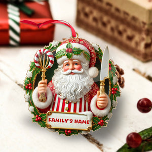 Custom Name Ornament, Christmas Santa Chef