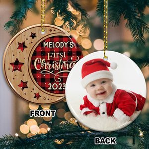 First Christmas Baby - Personalized 2 Sides Ceramic Ornament - Custom Photo Gift For Christmas