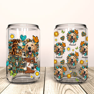 Love Western Style Pet - Custom Photo And Name - Personalized Glass Bottle, Frosted Bottle, Gift For Pet Lovers