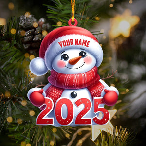 Cute Snowman 2025 Christmas Ornament, Personalized Ornament