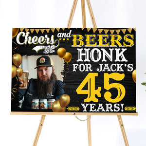 Personalized Birthday Lawn Sign, Cheers And Beers , Gift For Birthday