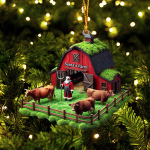 Santa's Farm Christmas Ornament, Personalized Ornament