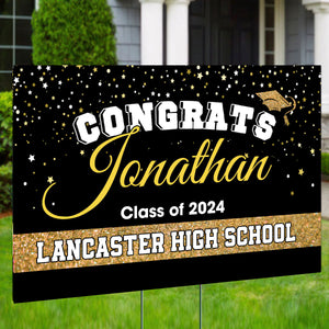 Congrats Class Of 2024 Custom Background And Texts - Personalized Lawn Sign, Yard Sign, Graduation Gift