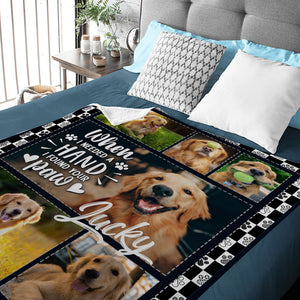 When I Needed A Hand I Found Your Paw - Custom Photo And Name, Personalized Fleece Blanket - Gift For Pet Lover