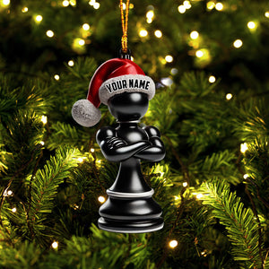 Black And White Chess Christmas Ornament, Personalized Ornament