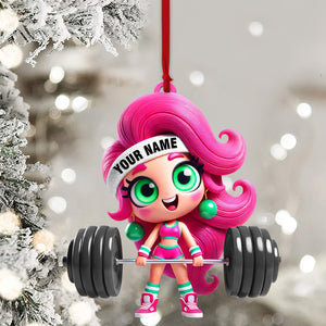 Chibi Girl Weightlifting Christmas Home Decor Christmas Ornament, Personalized Ornament