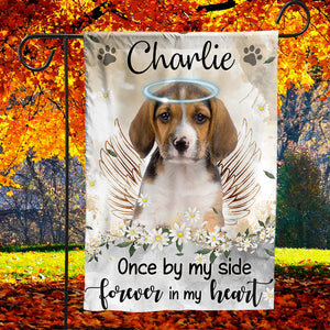 One By My Side Forever In My Hearts - Personalized Pet Photo & Name Flag - Gift For Pet Lovers