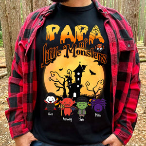 Papa Of Little Monsters  - Custom Characters And Names - Personalized T-Shirt - Gift For Family - Halloween Gift