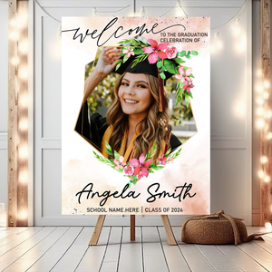 Custom Congratulations Class Of 2024 - Welcome To Graduation Party Welcome Sign - Custom Photo Grad Party Sign - Personalized Graduation Decoration - Graduation Sign