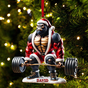 King Kong Weight Lifting Christmas Ornament, Personalized Ornament