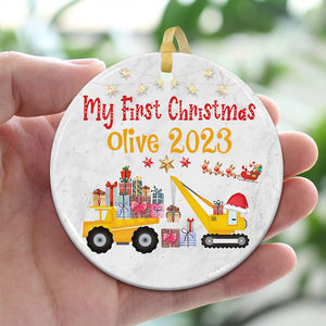 Baby First Xmas, My First Christmas - Custom Photo And Name- Personalized 2 Sides Ceramic Ornament - Gift For Family, Christmas Gift