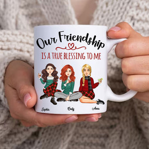 Our Friendship Is A True Blessing To Me - Custom Appearances And Names, Personalized White Mug, Gift For Her