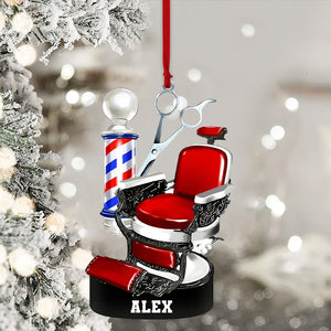 Custom Barber Chair Ornament, Personalized Ornament