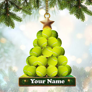 Tennis Ball Tree Christmas Ornament, Personalized Ornament