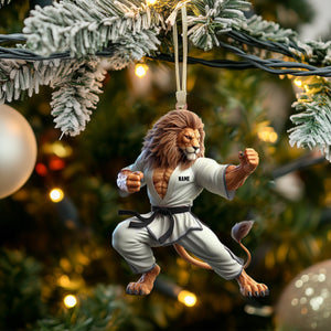 Lion Karate Christmas Ornament, Personalized Ornament