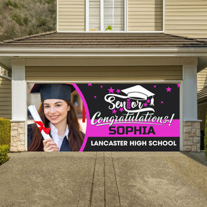 Congrats Class Of 2024 - Personalized Appearance, Your Photo And Texts Single Garage, Garage Door Banner Covers - Banner Decorations