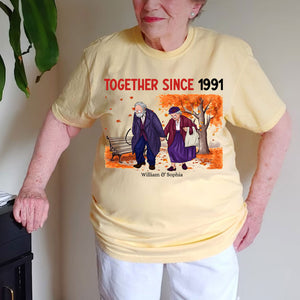 Old Couple Together Since, Custom Appearance And Names - Personalized T-Shirt - Gift For Family, Couple Gift